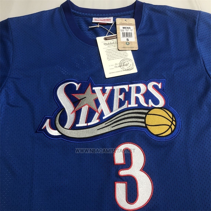 Camiseta Manga Corta Philadelphia 76ers Allen Iverson NO 3 Azul